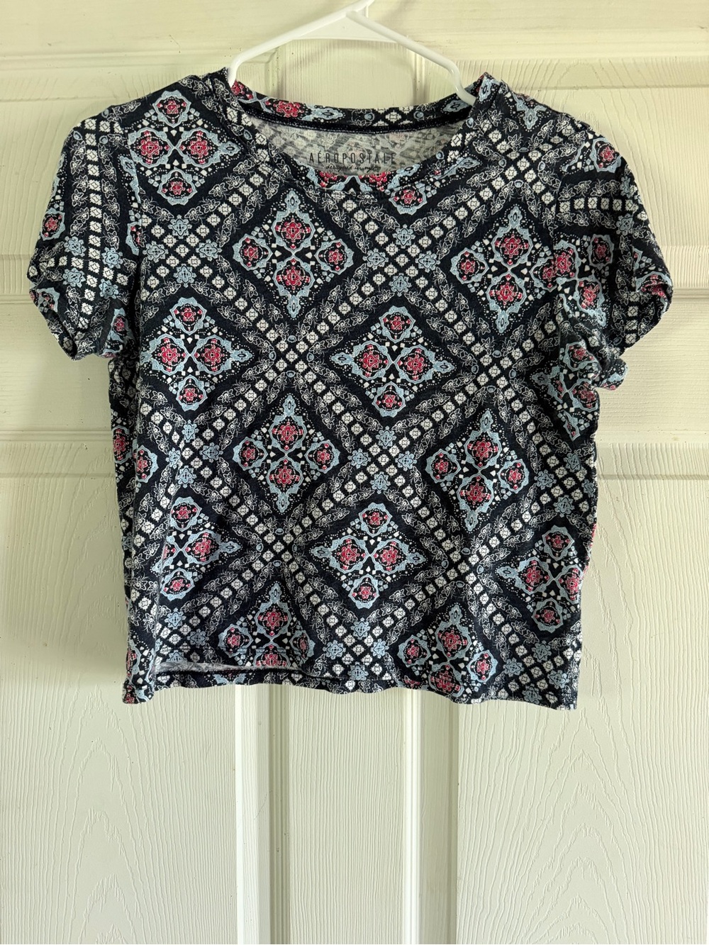 Aeropostale Women's Geo Print Short Sleeve Top